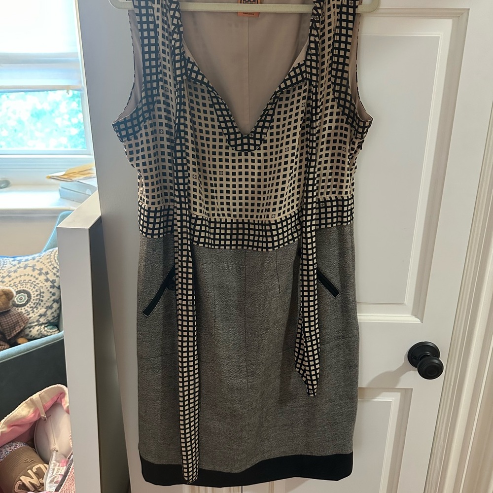 Tory Burch Black and White Patterned Mini Dress